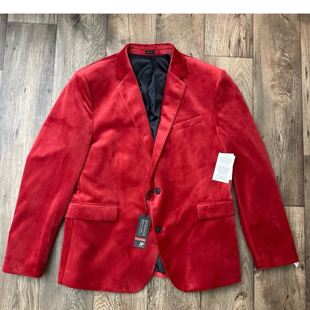 JF J Ferrar Velvet Sports Coat Evening Blazer Mens Size 46 Reg Red